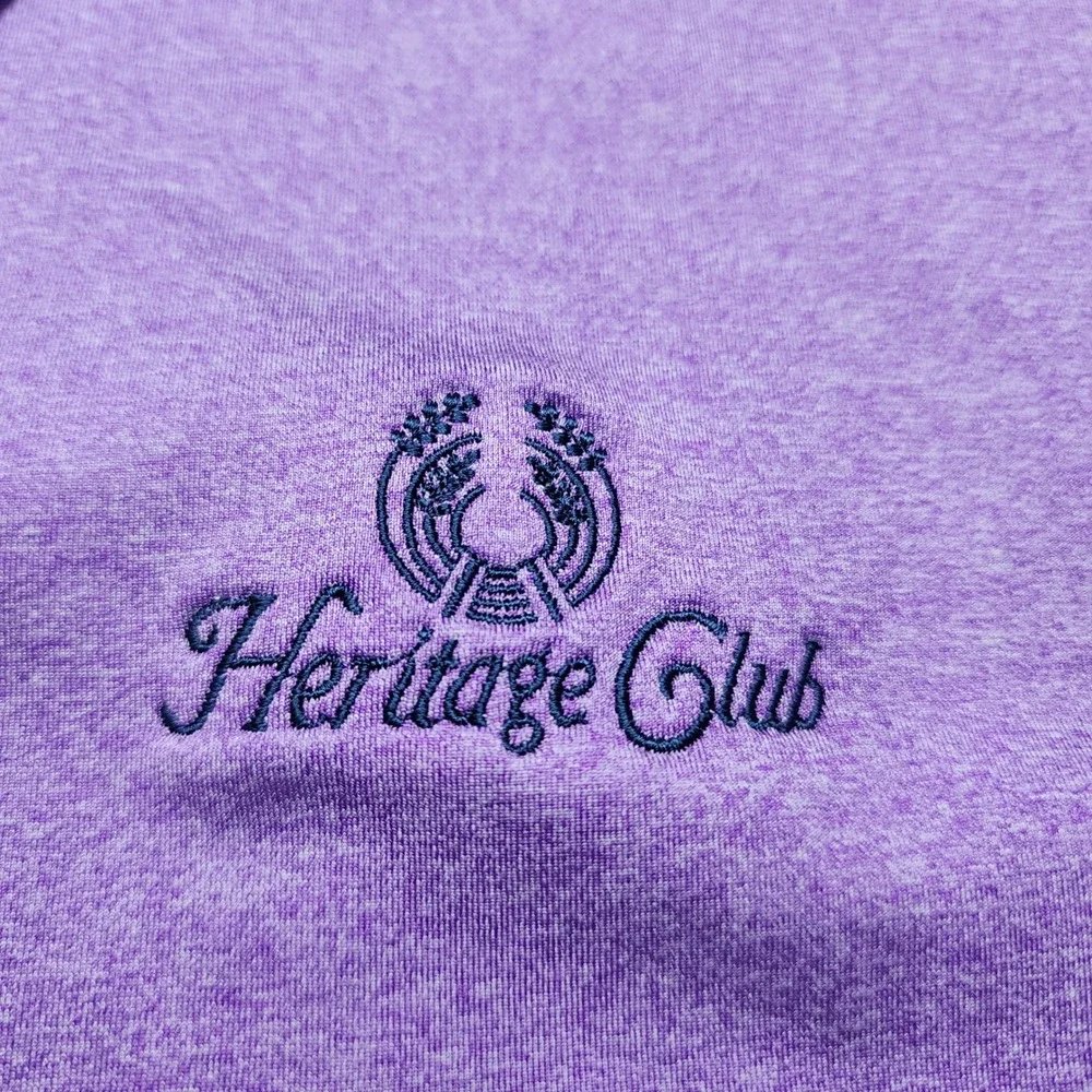 Adidas Mens Purple Heather Heritage Club Short Sleeve Golf Polo Shirt Large